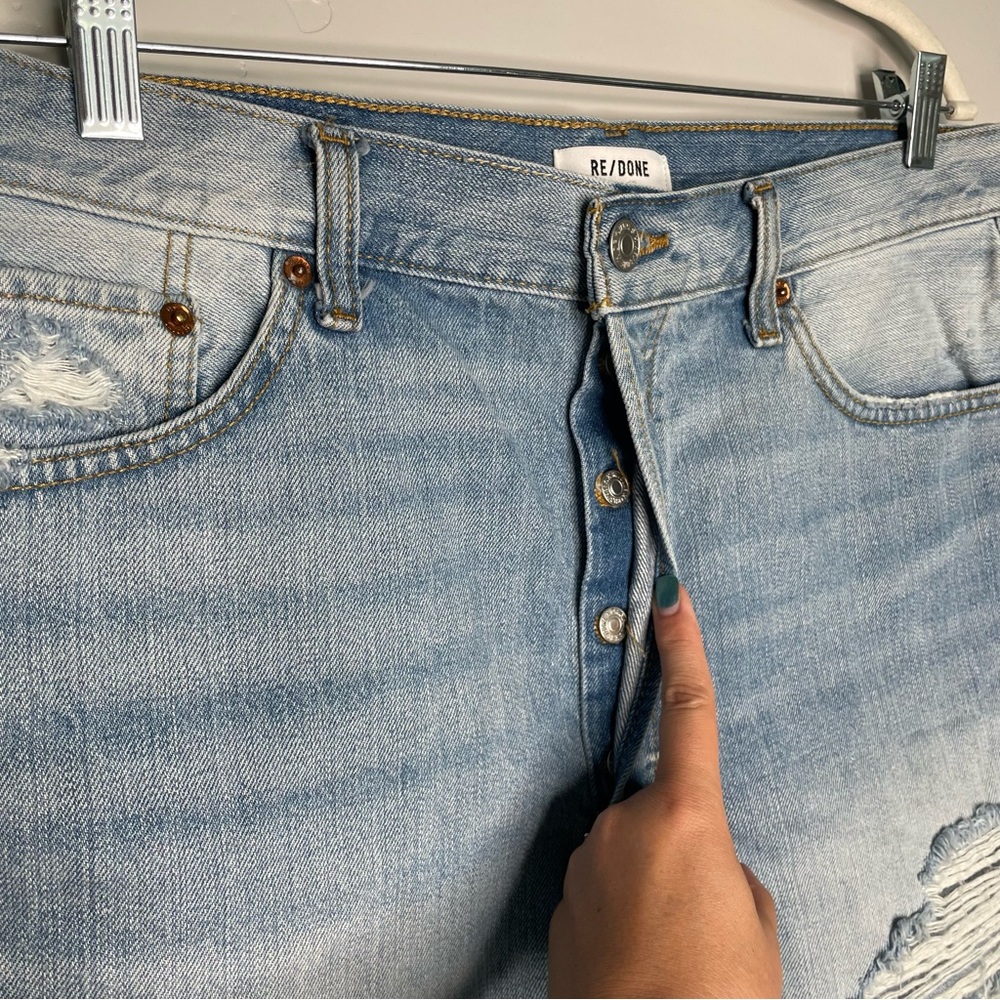 Re/Done 90s Low Slung Denim Shorts in Aged Indigo Destroy Size 31 Cotton - Picture 5 of 13